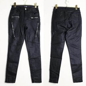 FN Black Wax Denim Zip Skinny Jeans - Medium